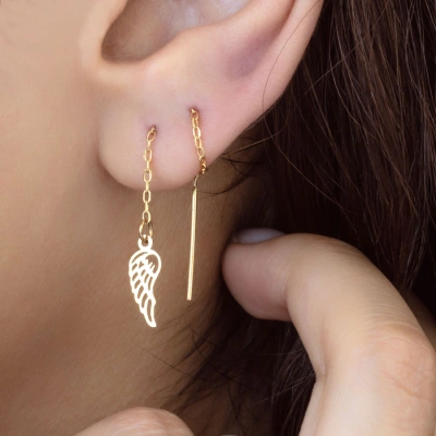 گوشواره طلا بخیه طرح بال فرشته کالکشن طاها