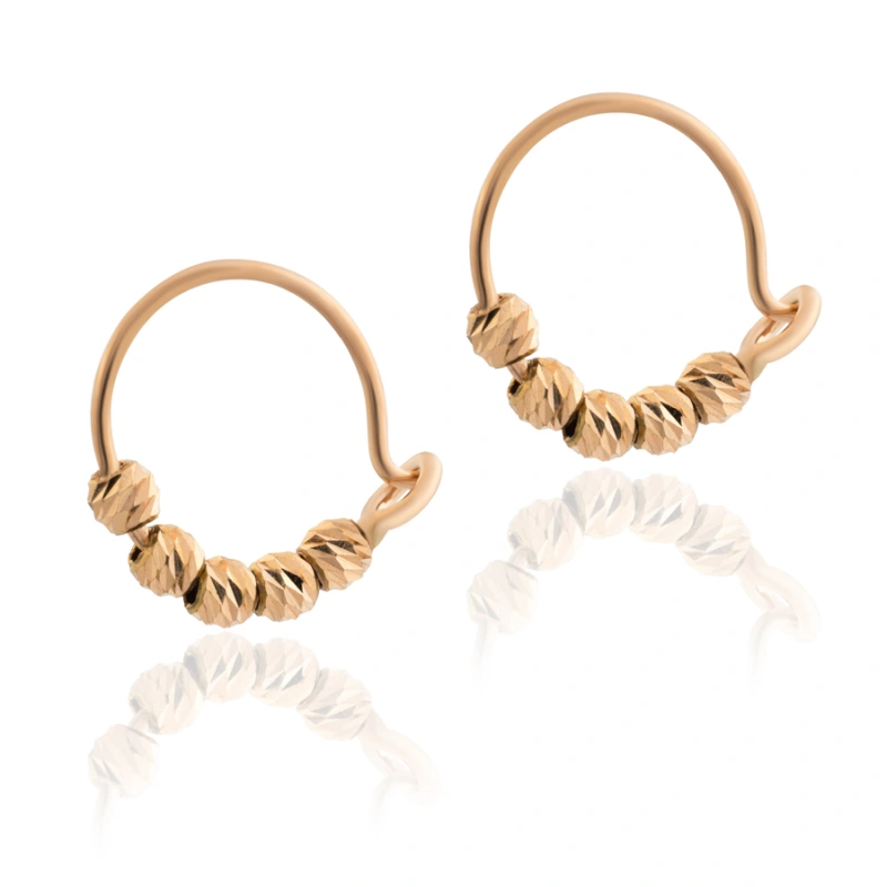 گوشواره طلا حلقه ای مدل البرنادو 5 گوی 01